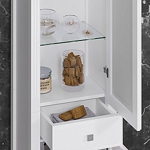 Пенал Опадирис Лаура 45 белый/swarovski хром для ванной в интернет-магазине сантехники Sanbest