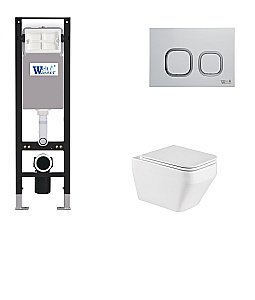 Унитаз с инсталляцией WeltWasser AMBERG 350 + HOFBACH 041 GL-WT + AMBERG RD-WT белый/кнопка белая-хром купить в интернет-магазине Sanbest