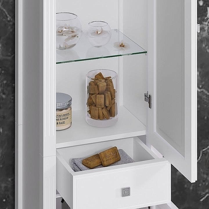 Пенал Опадирис Лаура 45 белый/swarovski хром для ванной в интернет-магазине сантехники Sanbest