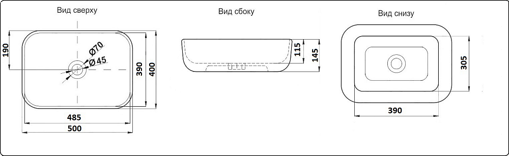 Раковина накладная Ceramalux NC 50 D1302H024 медь, черная купить в интернет-магазине Sanbest