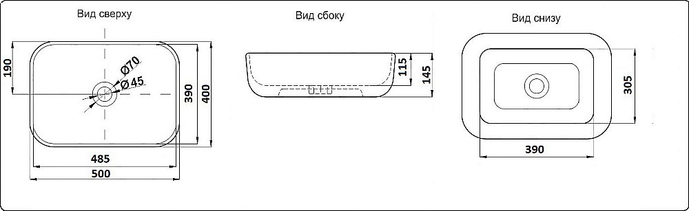 Раковина накладная Ceramalux NC 50 D1302H024 медь, черная купить в интернет-магазине Sanbest
