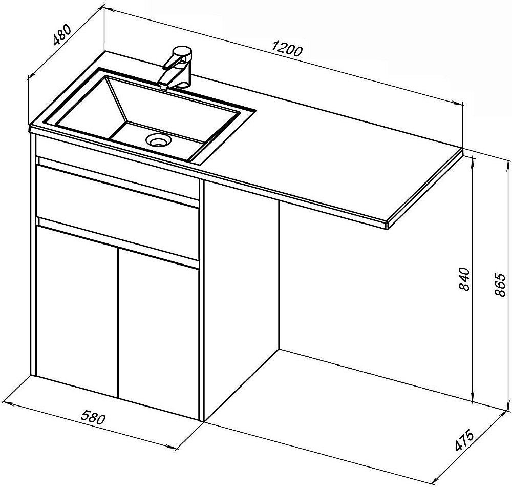 Тумба с раковиной Aquanet Токио 237745 120 белый для ванной в интернет-магазине Sanbest