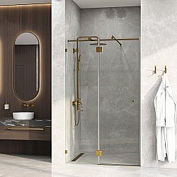 Душевая дверь WasserKRAFT Ems 76H 76H05 121 профиль золото/стекло прозрачное купить в интернет-магазине Sanbest