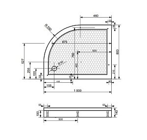 Душевой поддон Эстет Омега 100x80 цвет по RAL купить в интернет-магазине Sanbest