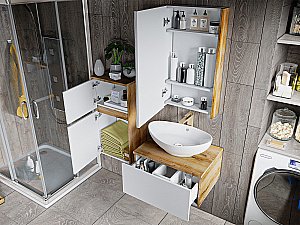 Зеркальный шкаф Misty Ива 45 П-Ива04045-01Л Дуб Вотан купить в интернет-магазине сантехники Sanbest