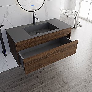 Тумба с раковиной Vincea Chiara 100 VMC-2C100CO/VCB-13100G тёмный дуб/раковина серая для ванной в интернет-магазине Sanbest