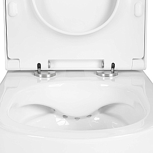 Унитаз подвесной Aquatek ПОЛАРИС AQ0700-00+INS-0000012+KDI-0000033+KKI-0000002 белый, безободковый, с крышкой микролифт, с инсталляцией и кнопкой оружейная сталь матовая купить в интернет-магазине Sanbest