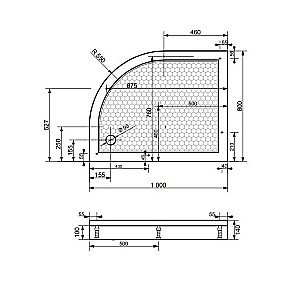 Душевой поддон Эстет Омега 100x80 цвет по RAL купить в интернет-магазине Sanbest