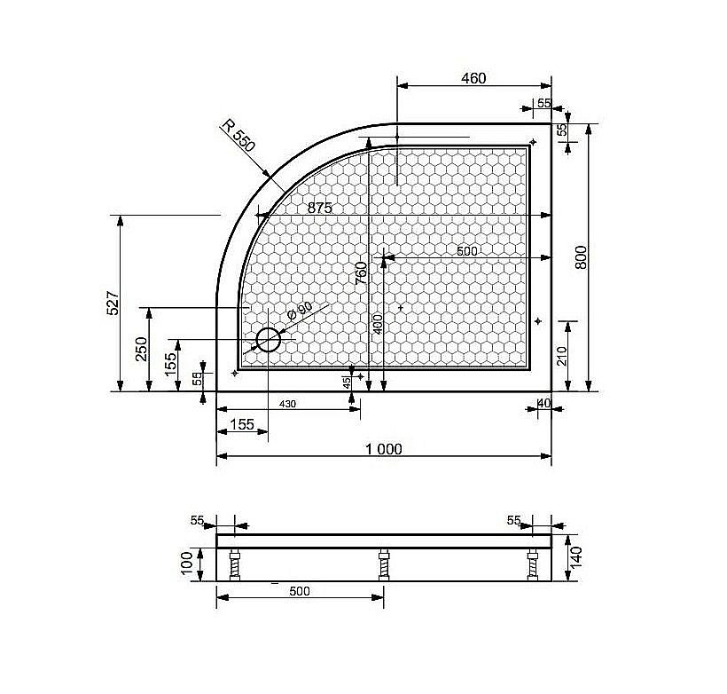 Душевой поддон Эстет Омега 100x80 цвет по RAL купить в интернет-магазине Sanbest