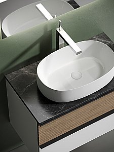 Тумба с раковиной Sancos DELTA 80 со столешницей, дуб светлый/белая для ванной в интернет-магазине Sanbest