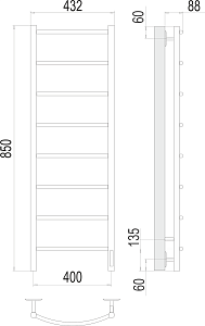 Полотенцесушитель электрический Terminus Классик П8 400х850 quick touch купить в интернет-магазине сантехники Sanbest