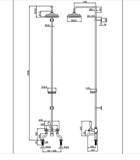 Душевая система Burlington Anglesey H185-AN хром купить в интернет-магазине сантехники Sanbest