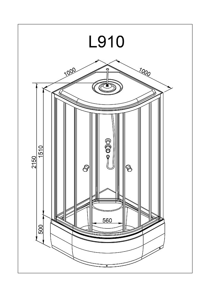 Душевая кабина DTO L 910 N  100х100 с гидромассажем купить в интернет-магазине Sanbest