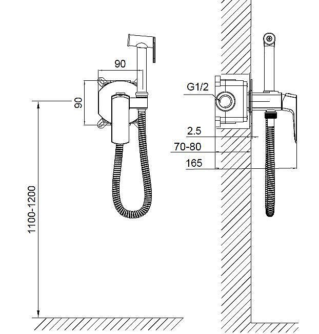 Гигиенический душ WONZON & WOGHAND WW-88829031-BGM темный графит купить в интернет-магазине сантехники Sanbest
