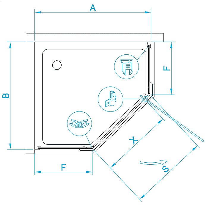 Душевой уголок RGW Hotel HO-081B 90x90 купить в интернет-магазине Sanbest