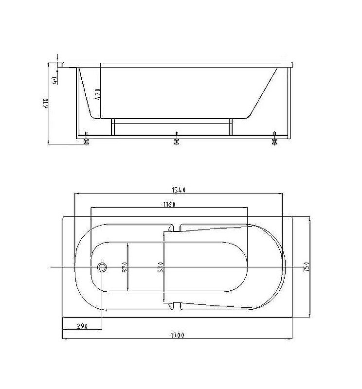 Ванна Aquatek Лея 170х75 белая купить в интернет-магазине Sanbest