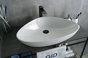 Раковина накладная Gid Creativo 67 N9062 51117 белая купить в интернет-магазине Sanbest