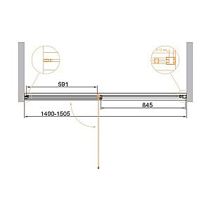 Душевая дверь Cezares URBAN-B-12-150-C-NERO 150 стекло прозрачное/профиль черный купить в интернет-магазине Sanbest