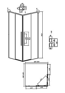 Душевой уголок Grossman Galaxy 300.K33.01.9090.21.10 90x90 стекло тонированное/профиль черный матовый купить в интернет-магазине Sanbest