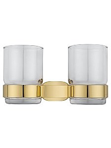 Два стакана для зубных щеток с держателем WONZON & WOGHAND FIRST, Глянцевое золото (WW-8428-LG) купить в интернет-магазине сантехники Sanbest