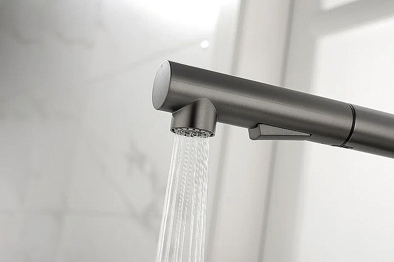 Смеситель для кухни Paulmark Neo Ne214419-GM вороненая сталь купить в интернет-магазине сантехники Sanbest