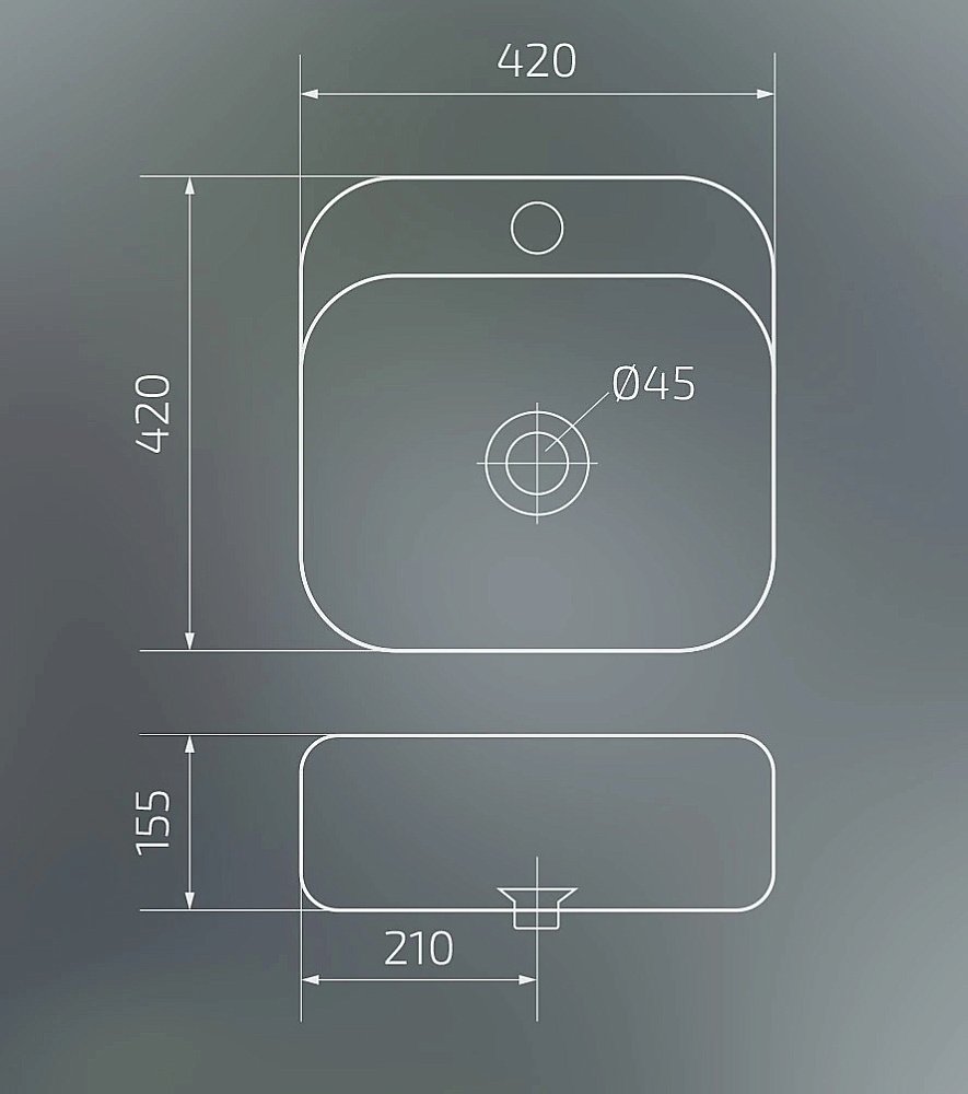 Раковина накладная Gid Geometrico 42 N9284 51219 белая купить в интернет-магазине Sanbest