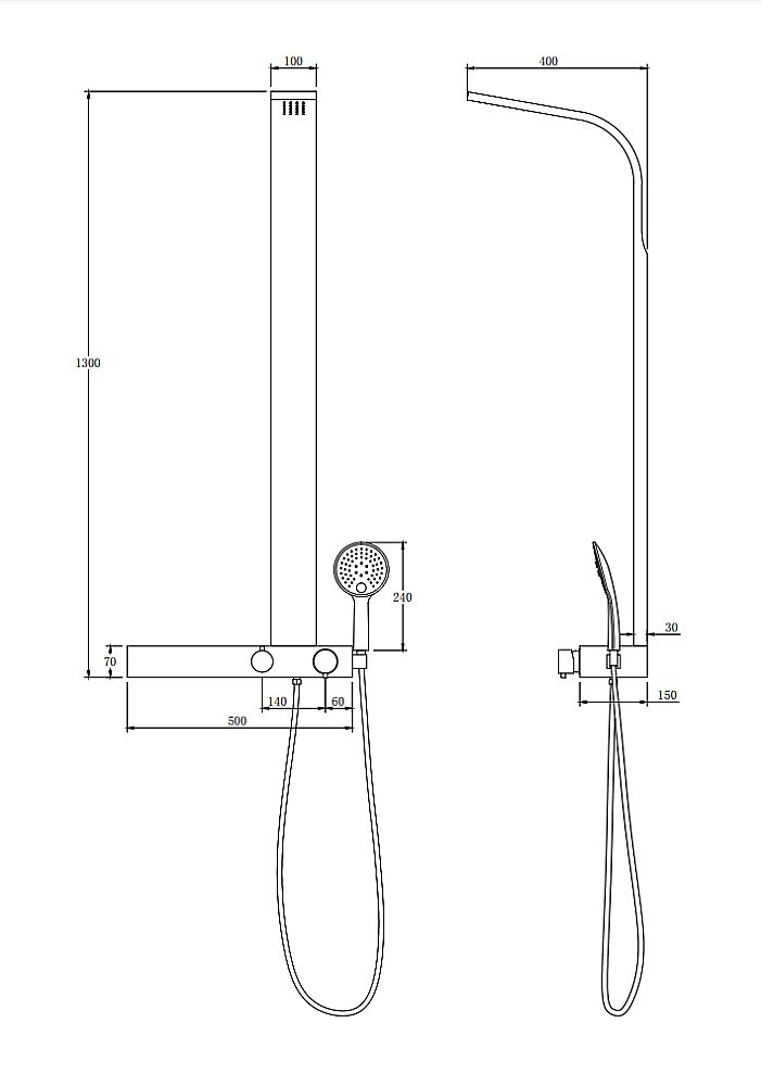 Душевая панель Taliente TA-G-TS1301C стальная/хром купить в интернет-магазине сантехники Sanbest