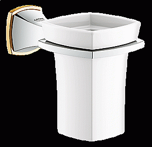 Стакан с держателем Grohe Grandera 40626IG0 хром/золото купить в интернет-магазине сантехники Sanbest