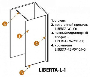 Душевое ограждение Cezares Liberta L-1-140 прозрачный/профиль хром купить в интернет-магазине Sanbest