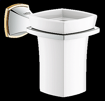 Стакан с держателем Grohe Grandera 40626IG0 хром/золото купить в интернет-магазине сантехники Sanbest