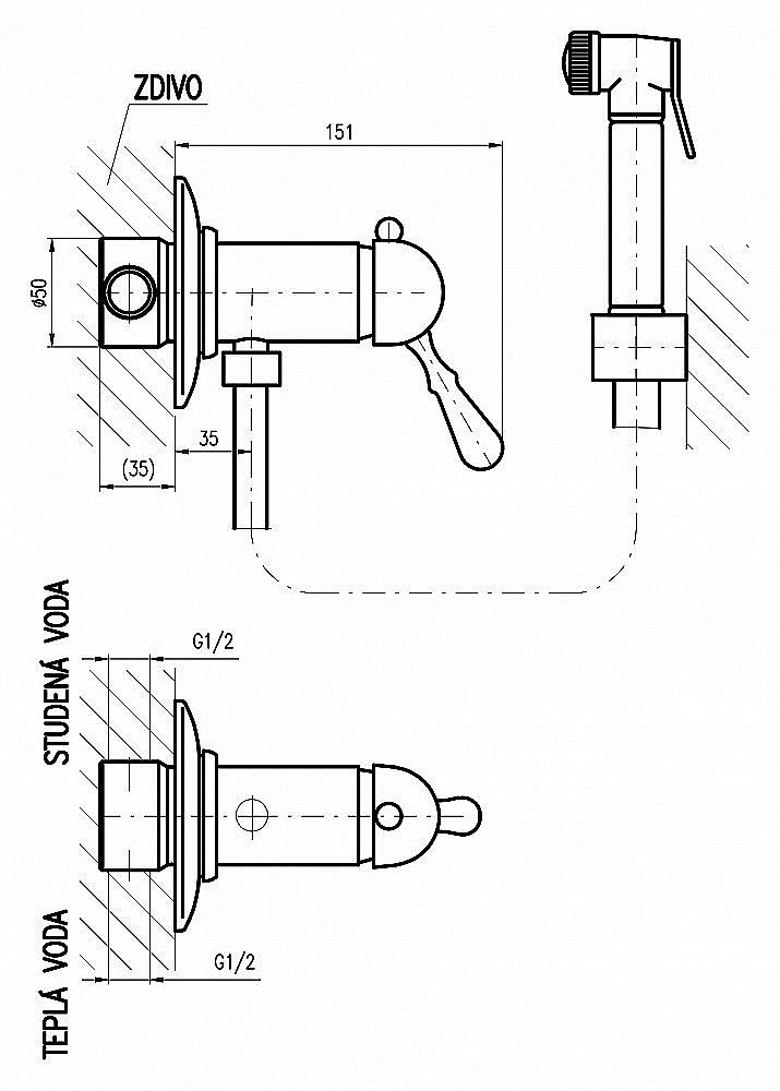 Гигиенический душ Rav-Slezak Labe L447SM бронза купить в интернет-магазине сантехники Sanbest