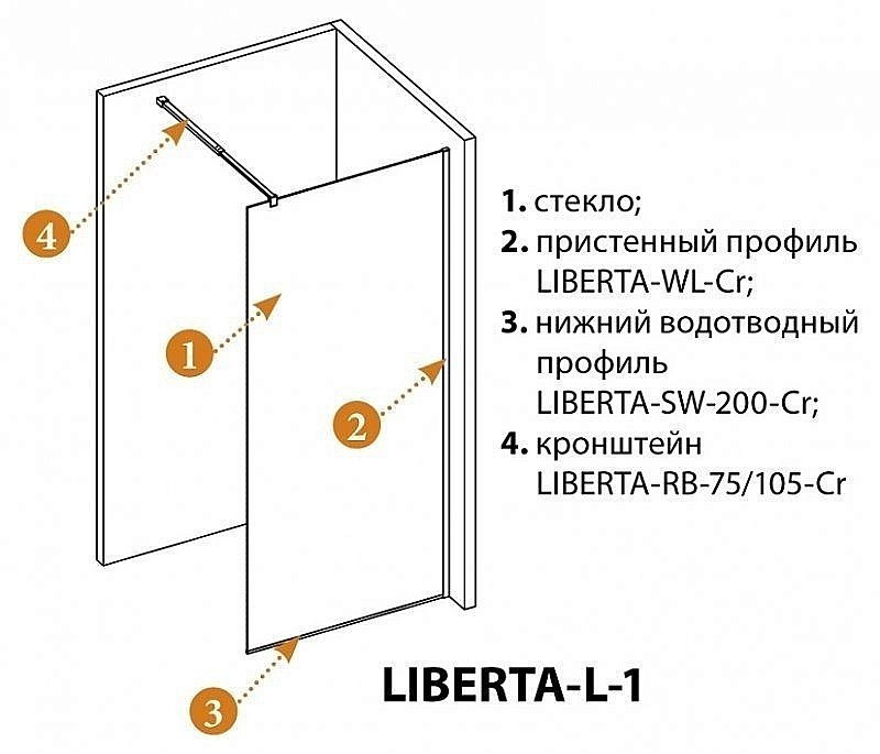 Душевое ограждение Cezares Liberta L-1-140 прозрачный/профиль хром купить в интернет-магазине Sanbest