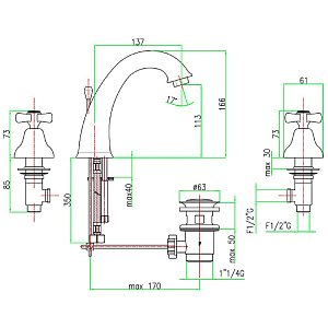 Смеситель для раковины Webert Armony AM750101017 хром/золото купить в интернет-магазине сантехники Sanbest