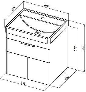 Тумба с раковиной Aquanet Ирис new 60 белый глянец для ванной в интернет-магазине Sanbest