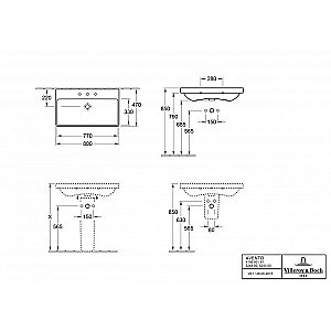 Раковина Villeroy&Boch Avento 41568001 альпийский белый купить в интернет-магазине Sanbest