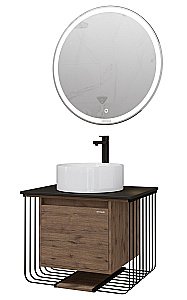 Тумба с раковиной подвесная Grossman ВИНТАЖ 70 Веллингтон/металл для ванной в интернет-магазине Sanbest