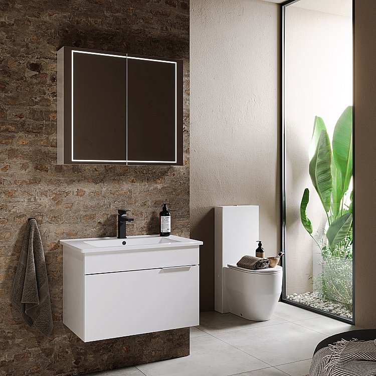 Зеркальный шкаф Aqwella Simplex 70 SLX0407 серый купить в интернет-магазине сантехники Sanbest