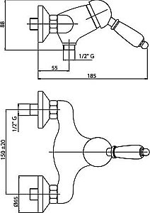 Смеситель для душа Caprigo ADRIA–Uno 02-017 Бронза купить в интернет-магазине сантехники Sanbest