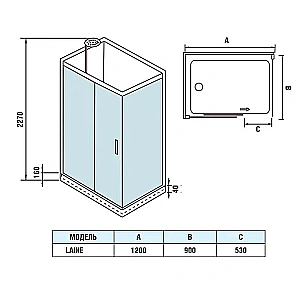 Душевая кабина WeltWasser WW500 LAINE XL 1211 профиль матовый хром/стекло прозрачное купить в интернет-магазине Sanbest