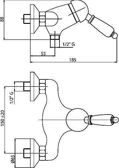 Смеситель для душа Caprigo ADRIA–Uno 02-017 Бронза купить в интернет-магазине сантехники Sanbest