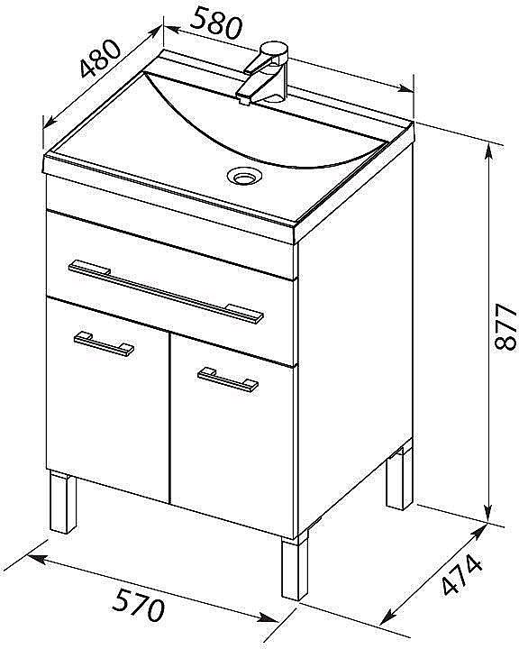 Тумба с раковиной Aquanet Верона 304535 60 крем для ванной в интернет-магазине Sanbest