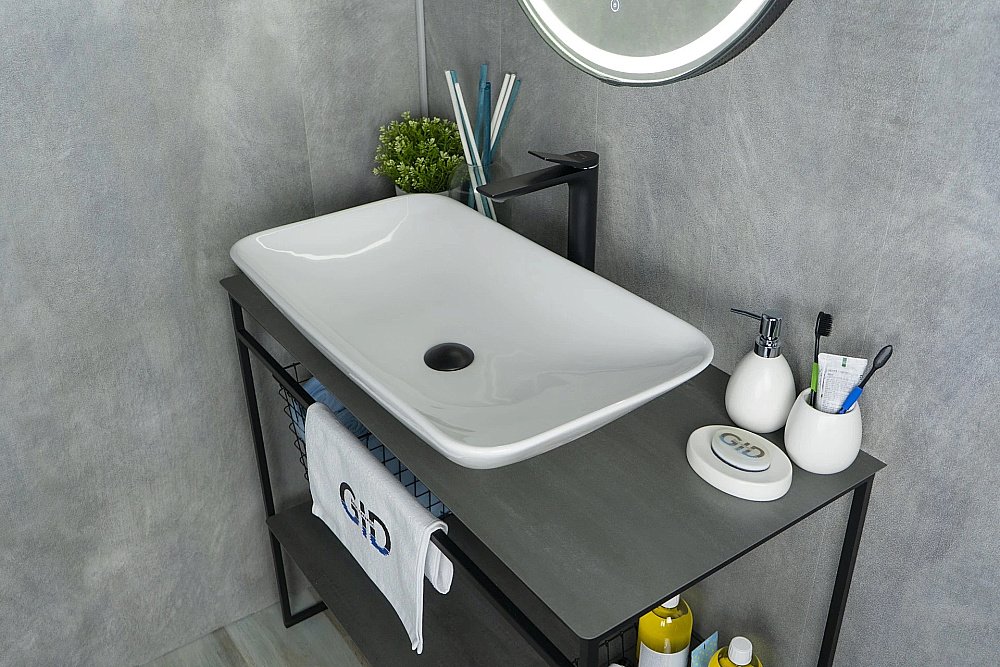 Раковина накладная Gid Geometrico 70 N9122 (E408) 51124 белая купить в интернет-магазине Sanbest