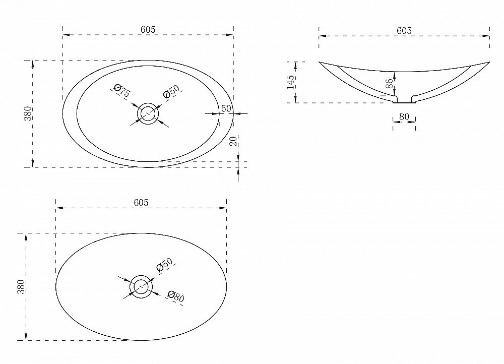 Раковина накладная ABBER Stein AS2606 белая матовая купить в интернет-магазине Sanbest
