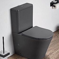 Унитаз напольный CeramaLux 2179XMDH серый матовый, безободковый, с бачком, с крышкой микролифт купить в интернет-магазине Sanbest