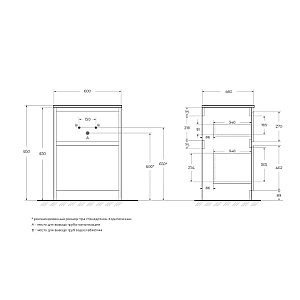 Тумба с раковиной BelBagno Kraft 600 Rovere Tabacco для ванной в интернет-магазине Sanbest