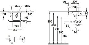 Раковина подвесная Villeroy&Boch O'Novo 35 43423601 альпийский белый купить в интернет-магазине Sanbest
