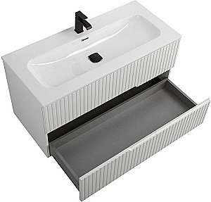Тумба с раковиной Cezares DUET-N 100 DUET-N-1000-2C-SO-BO белая матовая для ванной в интернет-магазине Sanbest