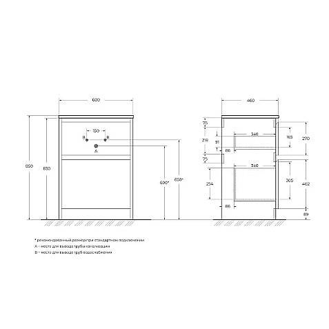 Тумба с раковиной BelBagno Kraft 600 Rovere Tabacco для ванной в интернет-магазине Sanbest