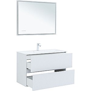 Тумба с раковиной Aquanet Джейн 100 313288 белая матовая для ванной в интернет-магазине Sanbest