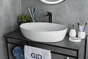 Раковина накладная Gid Lago 61 N9433 51148 белая купить в интернет-магазине Sanbest